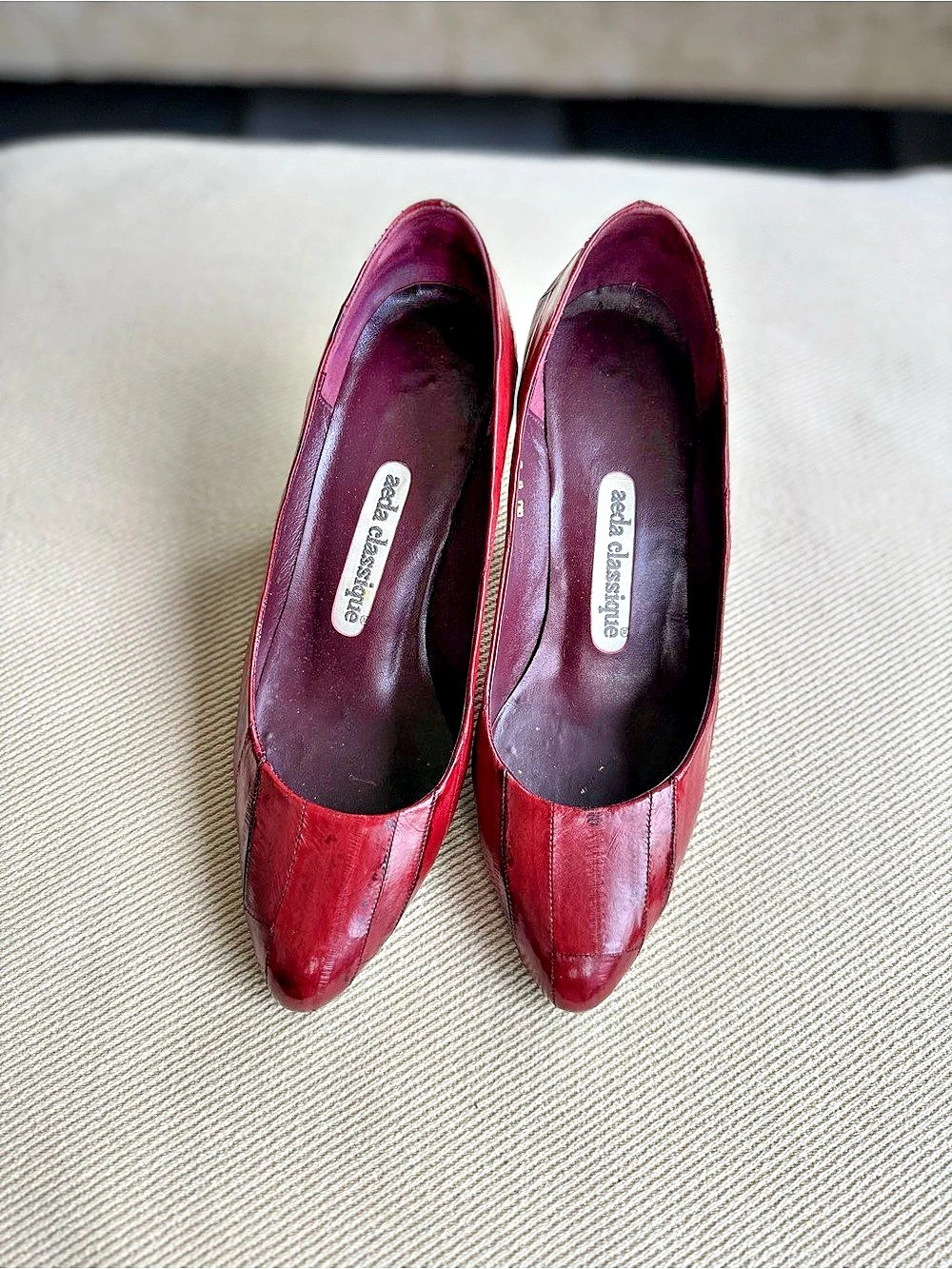 Genuine Eel Skin Heels in Red US 6